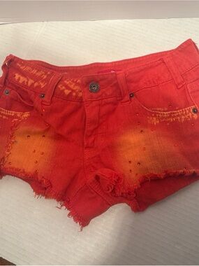 Vintage Rare Bongo Women’s Size 3 Y2K Booty Shorts Orange Acid Wash